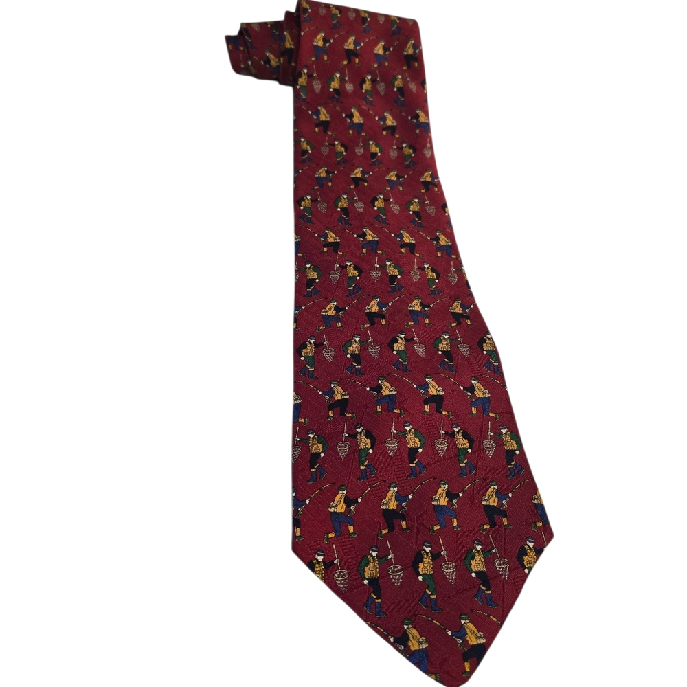 Tommy Hilfiger Red and Yellow Silk Tie